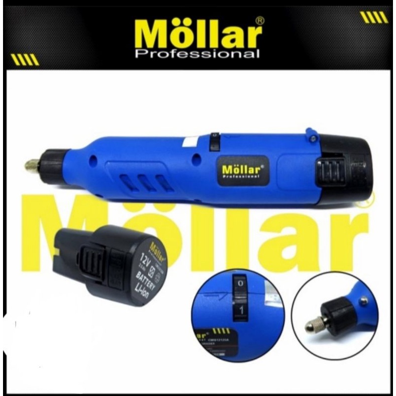 mollar cmg12125a cordless mini grinder 12v mesin bor tuner set