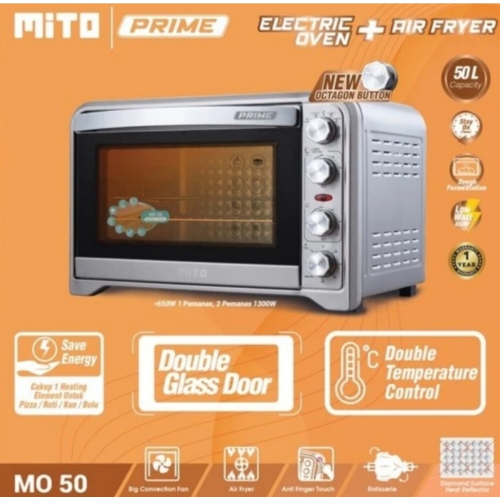 Oven Mito MO 50 Prime 50 Liter + Air Fryer Mitochiba Oven Jumbo Mito Airfryer Mito MO-50 Oven Panggang Mito