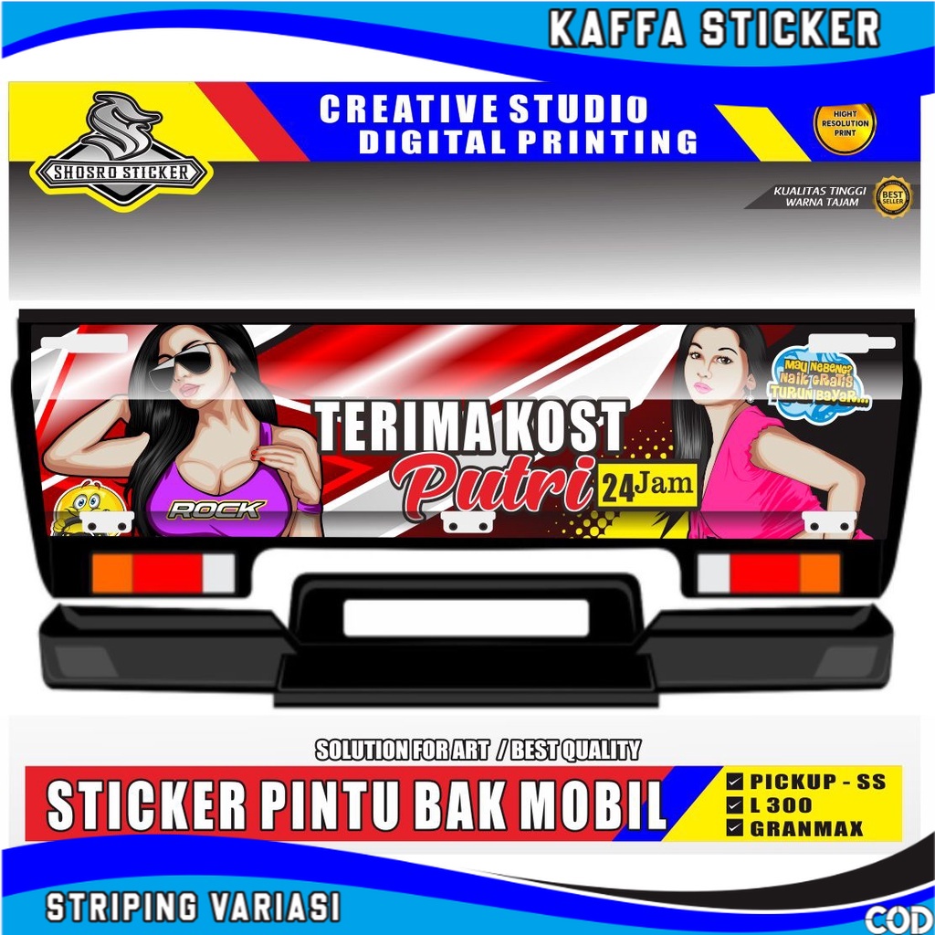 KHAFFA STICKER DECAL PINTU BELAKANG PICK UP  SS DLL / STICKER DECAL STICKER MOBIL PICK UP UNIVERSAL 