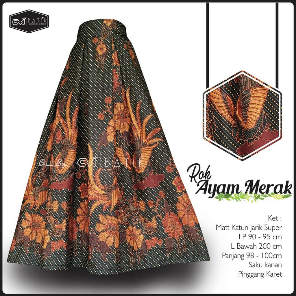 Rok Batik original Pekalongan garansi harga termurah Rok Batik Modern klok Bawahan Batik Ori By SVJ-rok Ayam Merak
