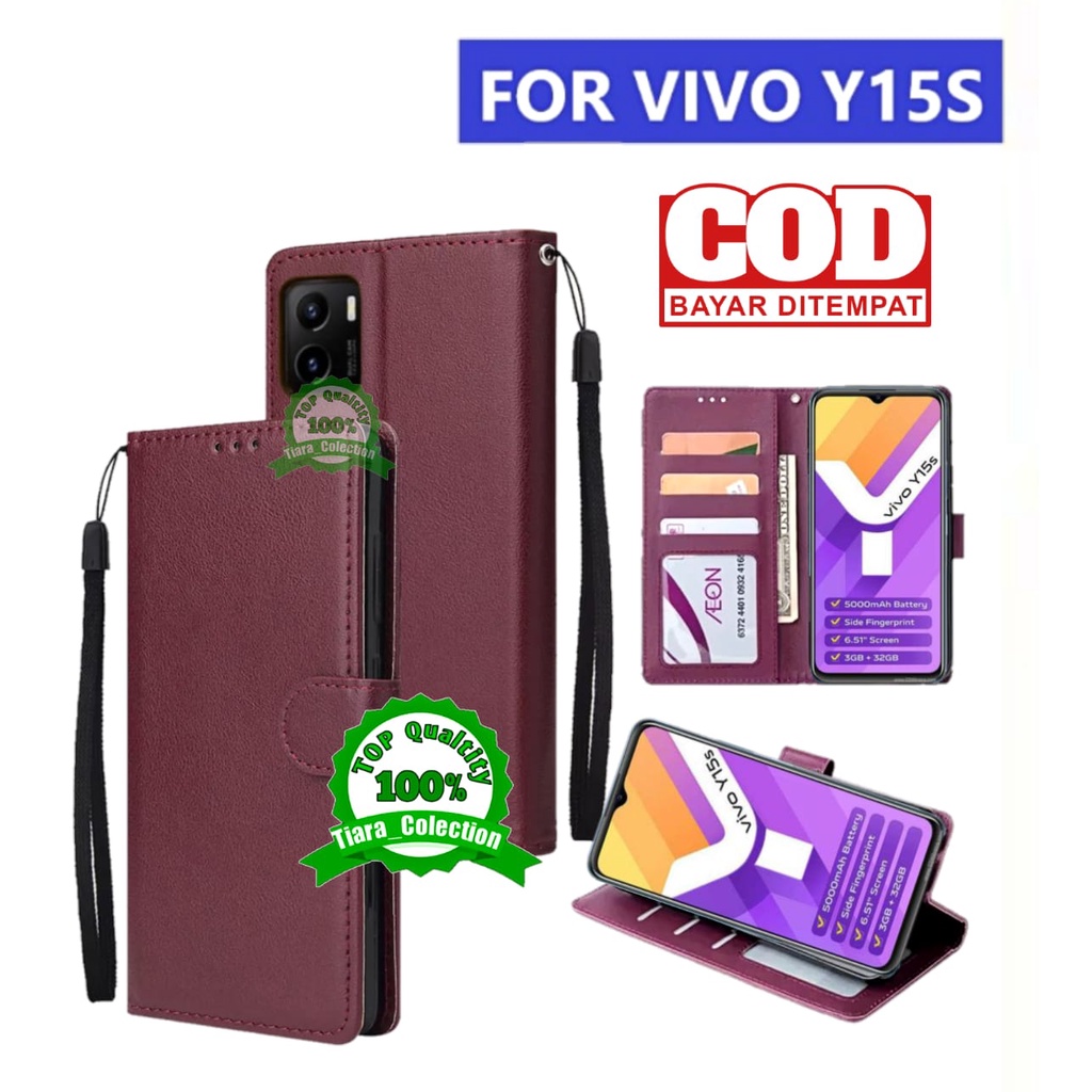 Case Flip Vivo Y15s Flip Case Kulit Vivo Y15S - Y15 S Terbaru Dompet Hp Buka Tutup Stand Cover Handp