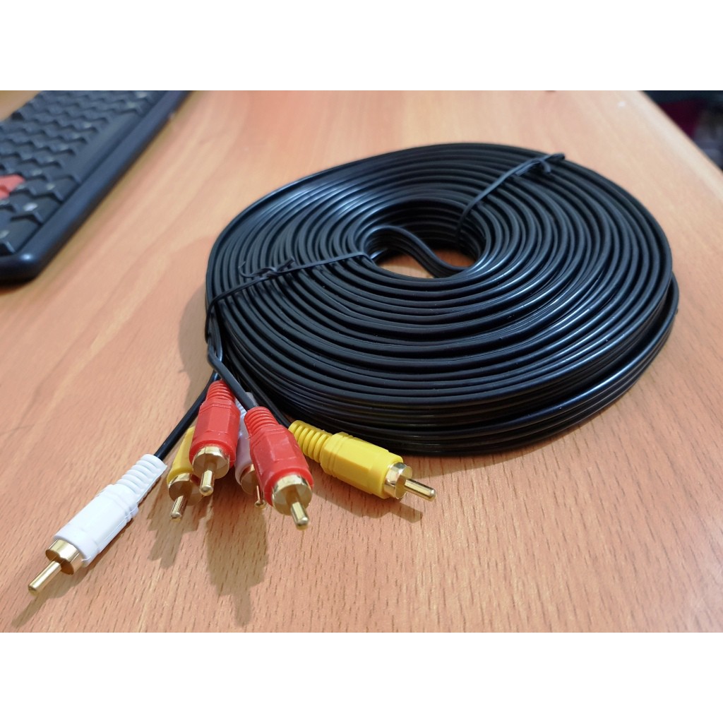 KABEL RCA 3 TO RCA 3 20 METER / VIDEO AV / KABEL MERAH PUTIH KUNING 20M