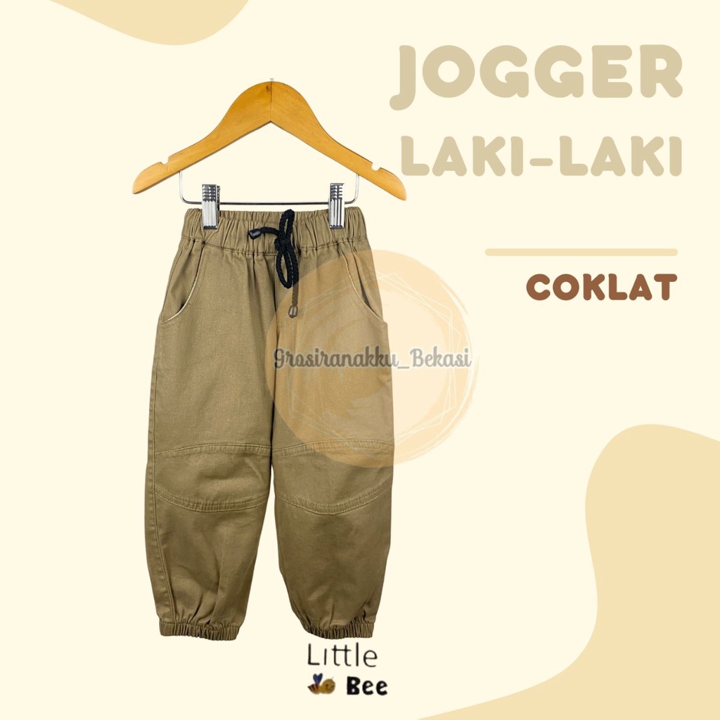 Celana Anak Jogger Laki-Laki Littlebee Warna Coklat  size 1-5thn