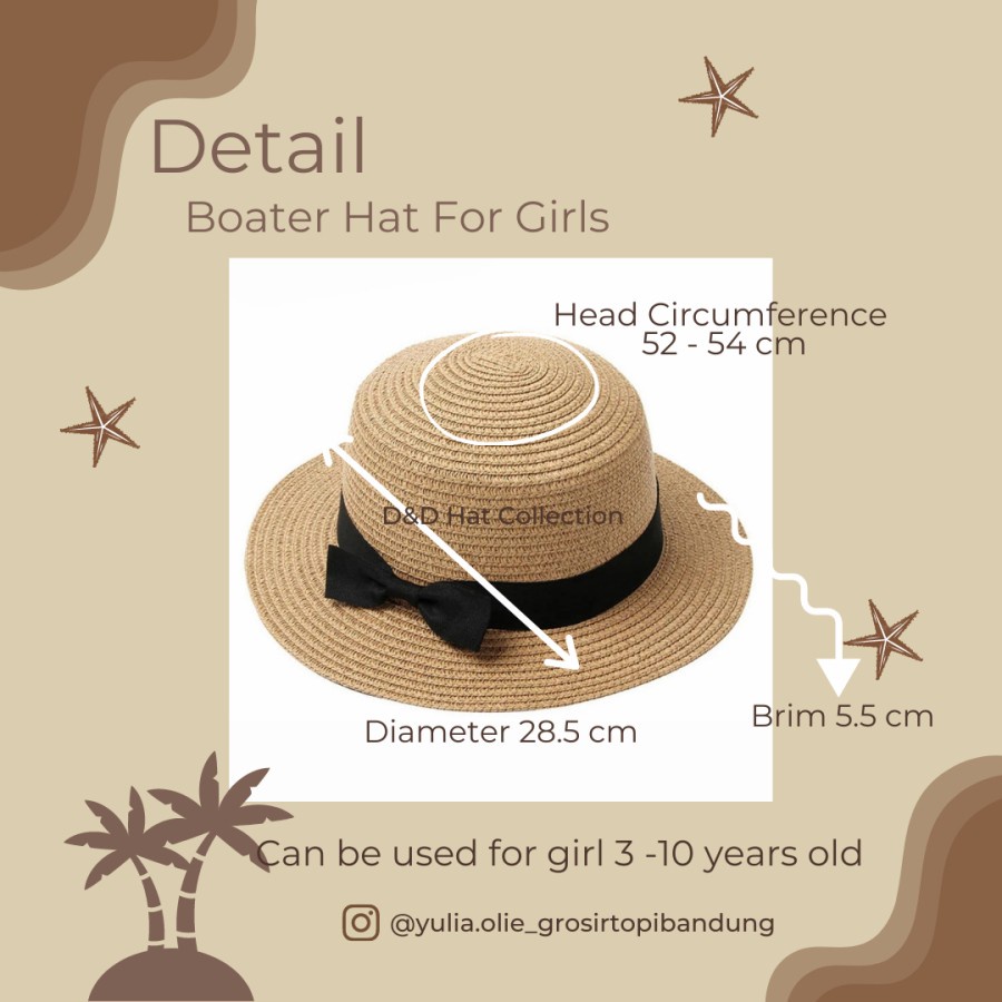 Topi Pantai Anak Boater Hat-2