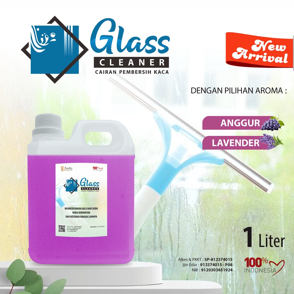 Cairan Pembersih Kaca Glass Cleaner Aroma Segar 1 Liter / Cairan Pembersih Serbaguna 1 LIter Jerigen