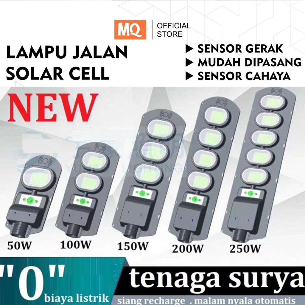 MQ LAMPU JALAN TENAGA SURYA / SOLAR CELL 50/100/150/200/250 WATT TANAGA MATAHARI