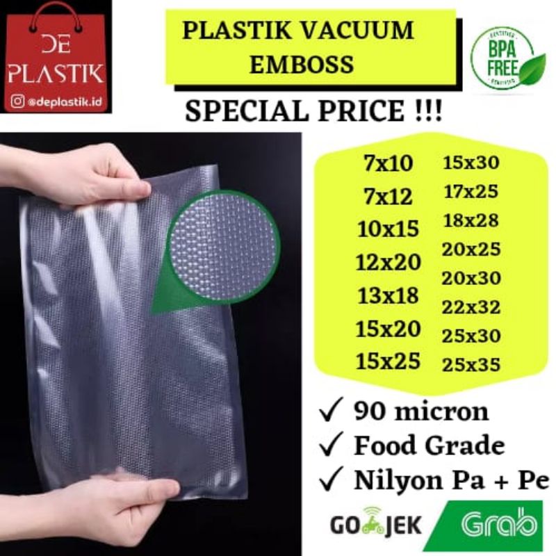 Foto Plastik Vacum EMBOSS  / plastik vakum makanan / plastik vacuum emboss / plastik sealer min 50 pc