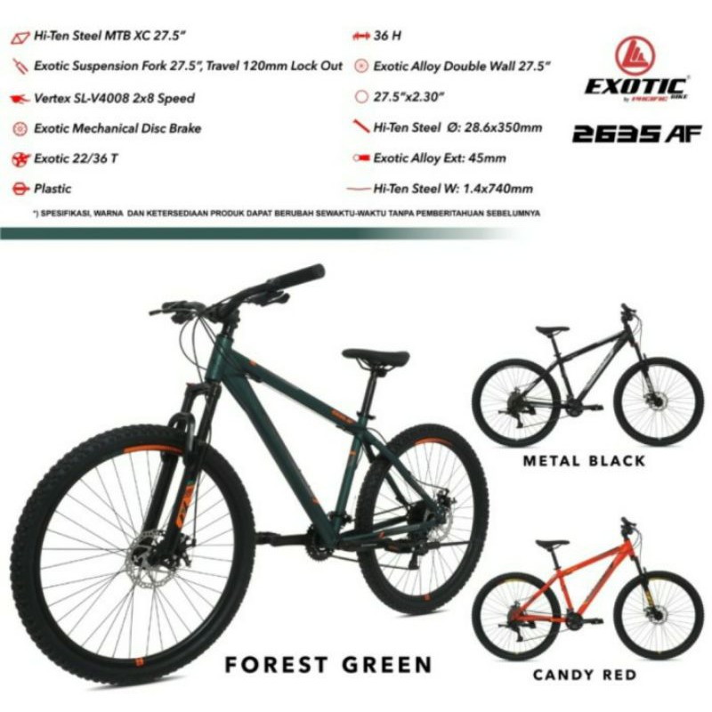 Exotic 2635 AF MTB 27.5 8x2 speed sepeda gunung