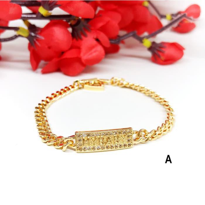Terpopuler Gelang Anak Bayi Xuping Rantai Plate Lapis Emas 18K Gold - Bb148