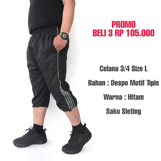 Celana Training Pria Celana Pendek 3/4 Sontok Celana Sepeda Gowes - list hijau