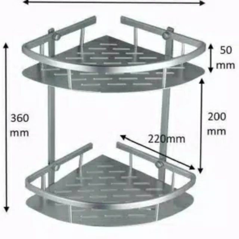 RAK SUDUT KAMAR MANDI | RAK DINDING TOILET ALUMINIUM