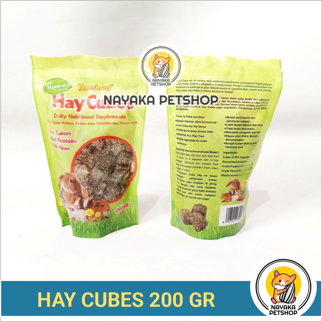 Hamsfood Hay Cubes 200 gr Pakan Kelinci Rumput Kering Makanan Rabbit Chinchilla Cemilan Marmut Snack Food Grass Guinea Pig