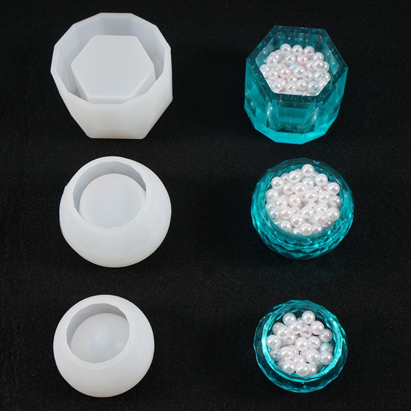 SIY  3 Pcs/Set Crystal Epoxy Resin Mold Round Bowl Hexagon Cup Dishes Casting Silicone Mould DIY Crafts Making Tool