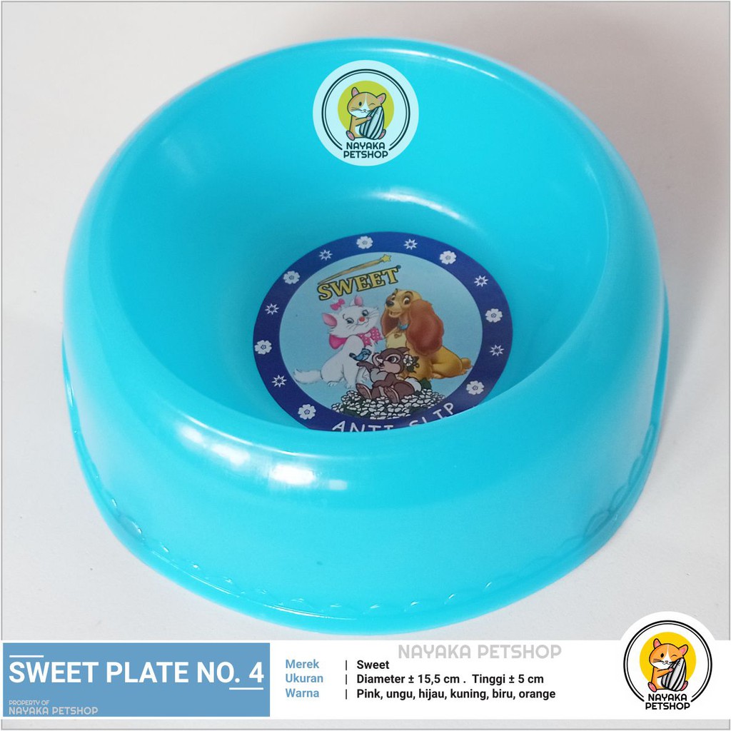 Sweet Plate No 4 Piring Tempat Wadah Makan Minum Hewan Kucing Kelinci