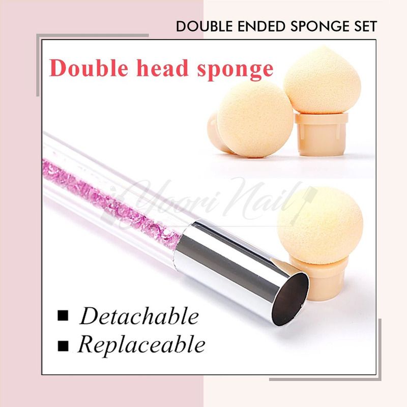 Double ended sponge SET pen spons nail art ombre sponge brush