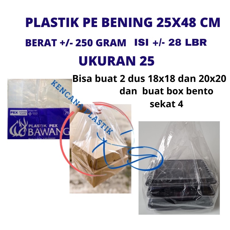 Kantong Plastik Kresek PEX PE Bening Bawang Ukuran 15 20 25