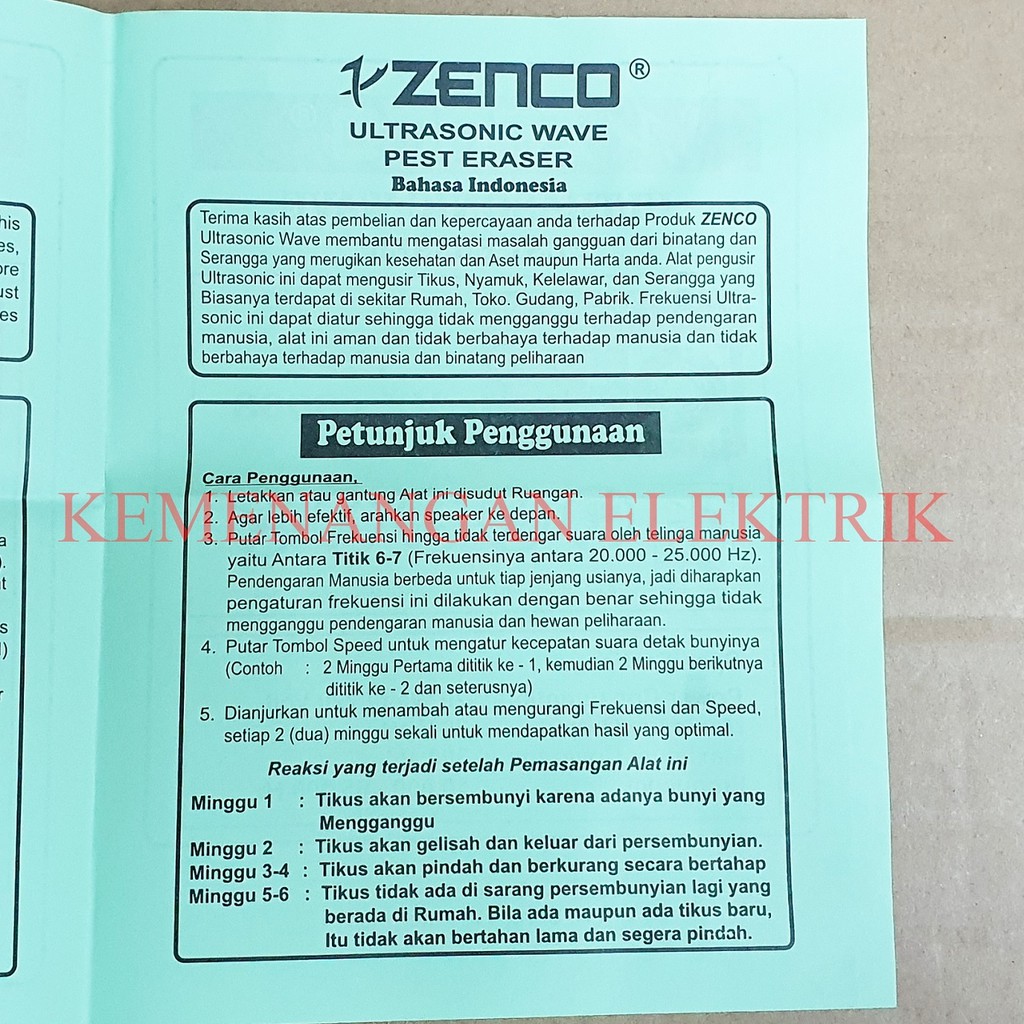 ALAT PENGUSIR TIKUS &amp; SERANGGA ULTRASONIC / PEST ERASER ZENCO VX 8088 / PENGUSIR SERANGGA LAIN