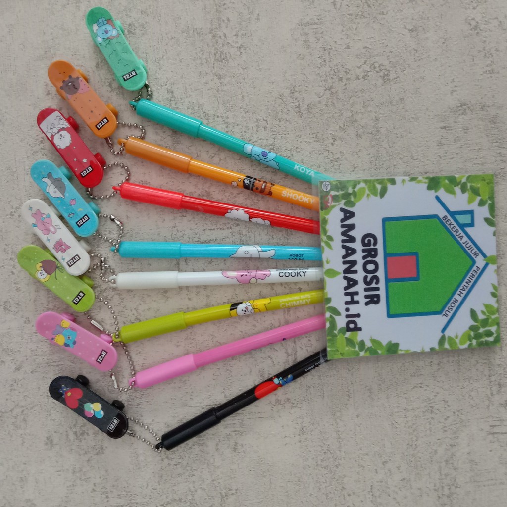 bolpen BTS KPOP (SKATE) Pena Pulpen Karakter Kartun Bangtan Boys BT21 BTS