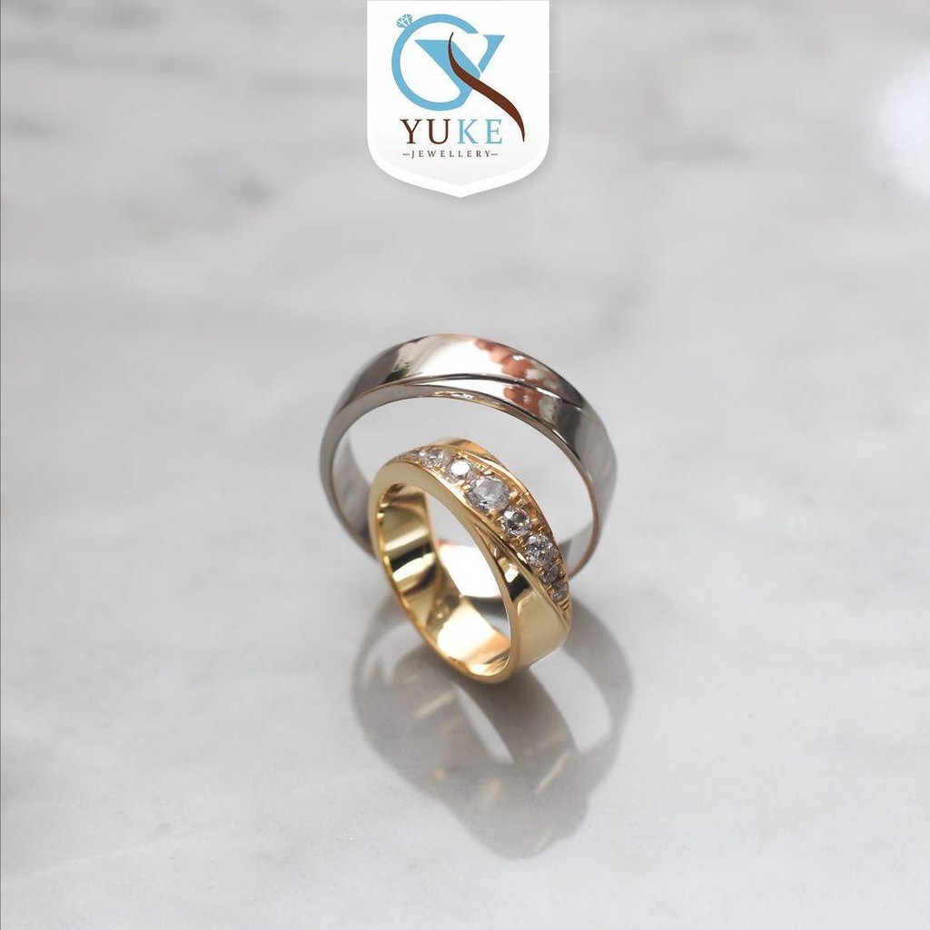 Cincin Kawin Cincin Couple Bahan Emas Silver/Perak Finishing Silver & Gold Cincin Emas Cincin Perak