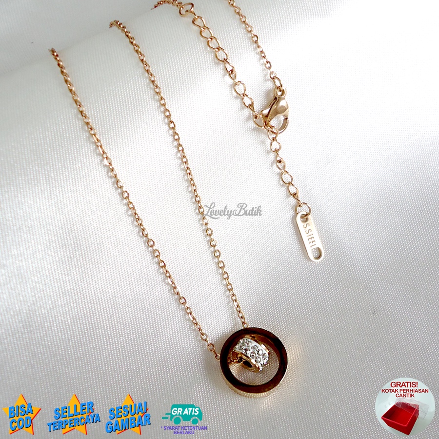 Lovelybutik - Kalung Titanium Wanita Anti Karat Cantik4 Kalung Liontin Cewek Titanium Model Terbaru Bonus Kotak Perhiasan