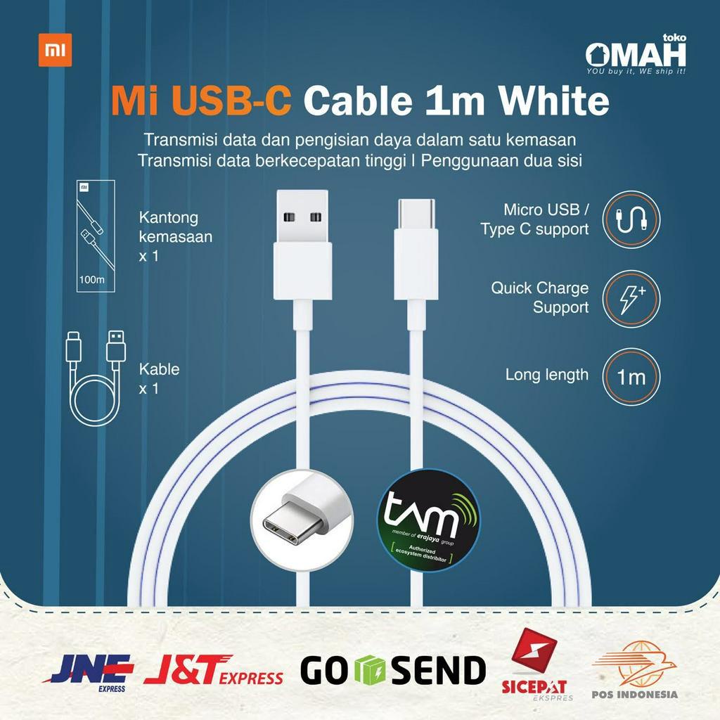 Mi USB C Cable 1 M Kabel Data Xiaomi Fast Charging Original Type-C Charger Garansi Resmi TAM