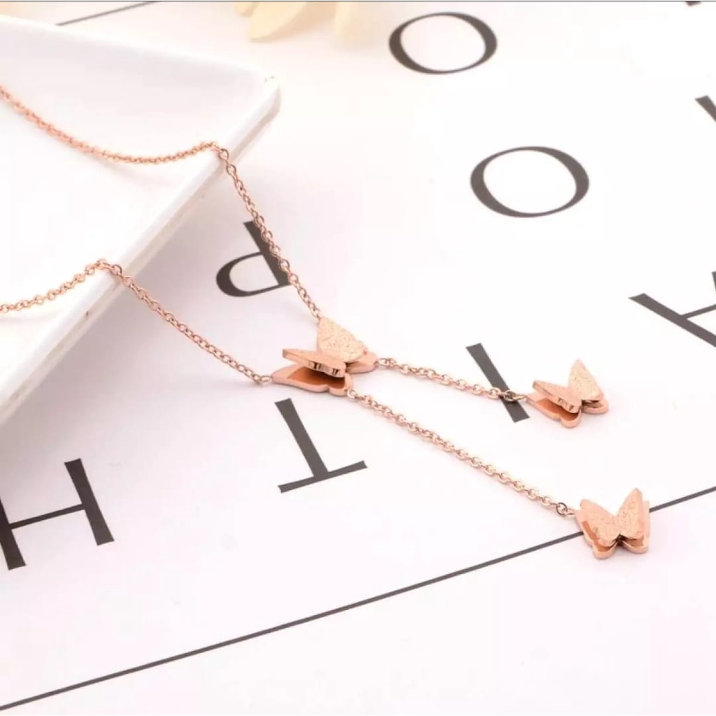 Kalung Titanium Premium model fuji liontin permata satu /Kalung wanita titanium anti karat Ala Korea Untuk Wanita Rantai Choker