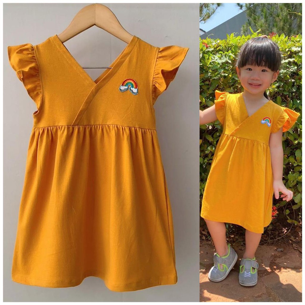 Dress Anak Motif Pelangi Dress Anak Bahan Kaos Size 1-5 Tahun