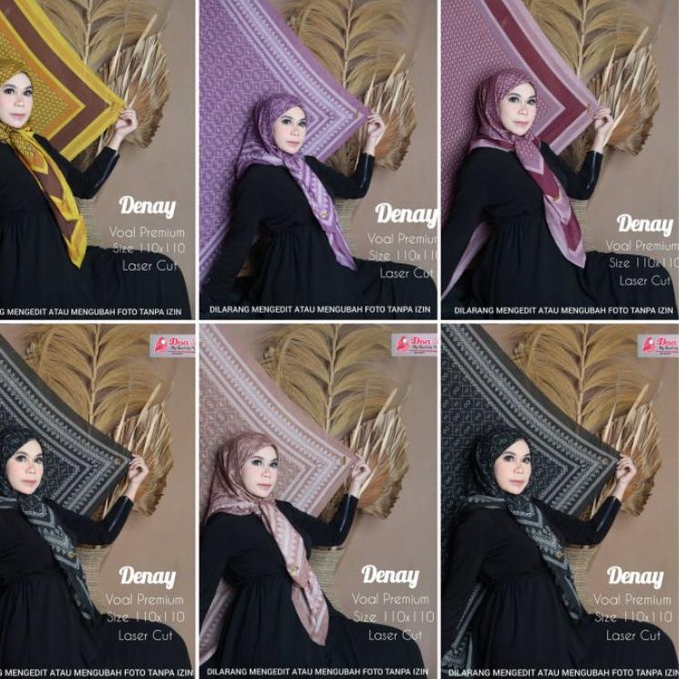 279 SEGI EMPAT DOIMOTIF BUTTONSCARVESJILBAB SEGI EMPAT DOA IBU DEENAY KW /HIJAB DENAY LC VOAL PREMIU