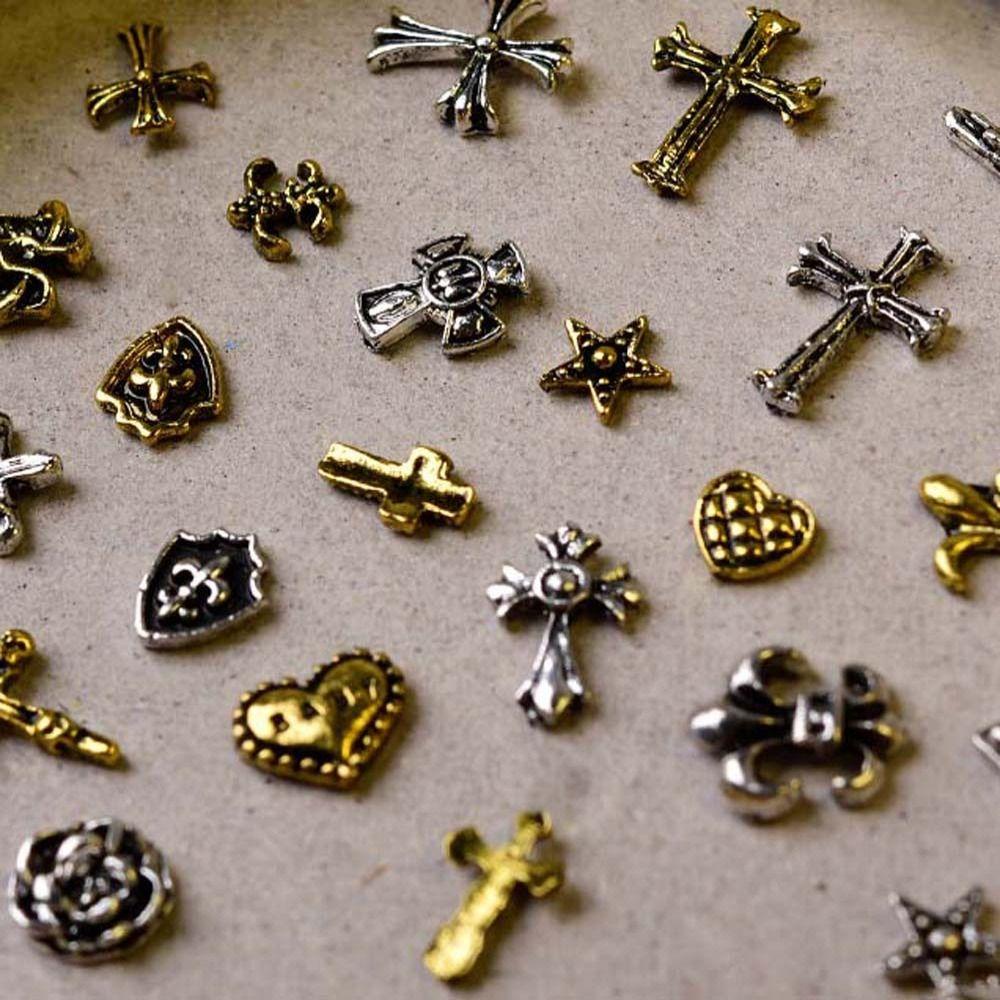 AUGUSTINA Agustina Cross Dekorasi Kuku Fashion Bintang Berujung Lima Perhiasan Seni Kuku Paduan Punk Nail Drills