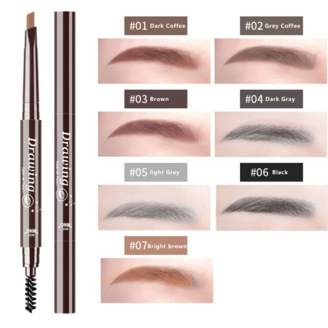 DNM Pensil Alis Otomatis 7 Pilihan Warna Eyebrow LA032