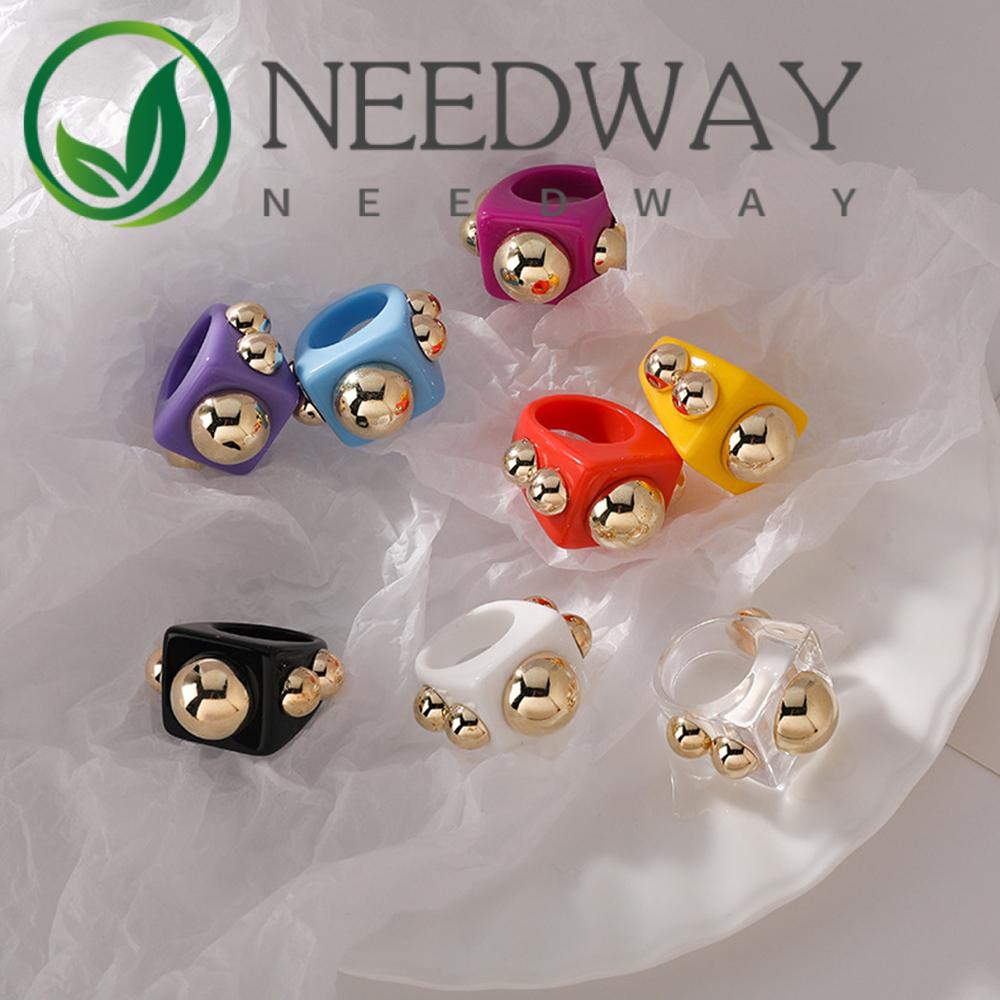 Needway  Cincin Ibu Jari Pria / Wanita Gaya Punk Korea Bahan Resin Metal 2021 Multi Warna