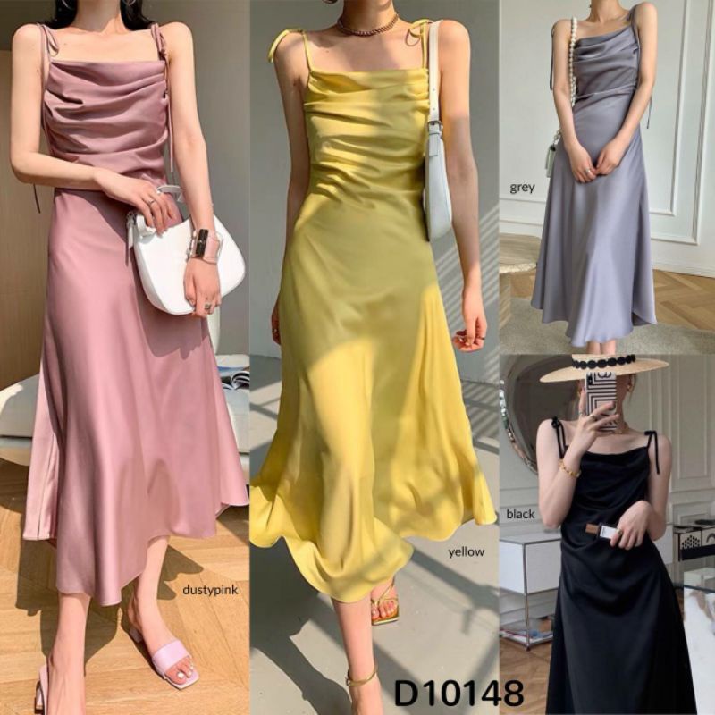 100% IMPORT Pleats Drapery Silk Tank Dress  D10148