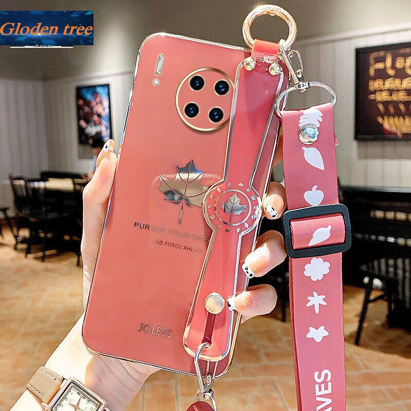 Case Motif Daun Maple Dengan lanyard Untuk Huawei Mate 40 Pro 30 Pro 20 Pro 20X