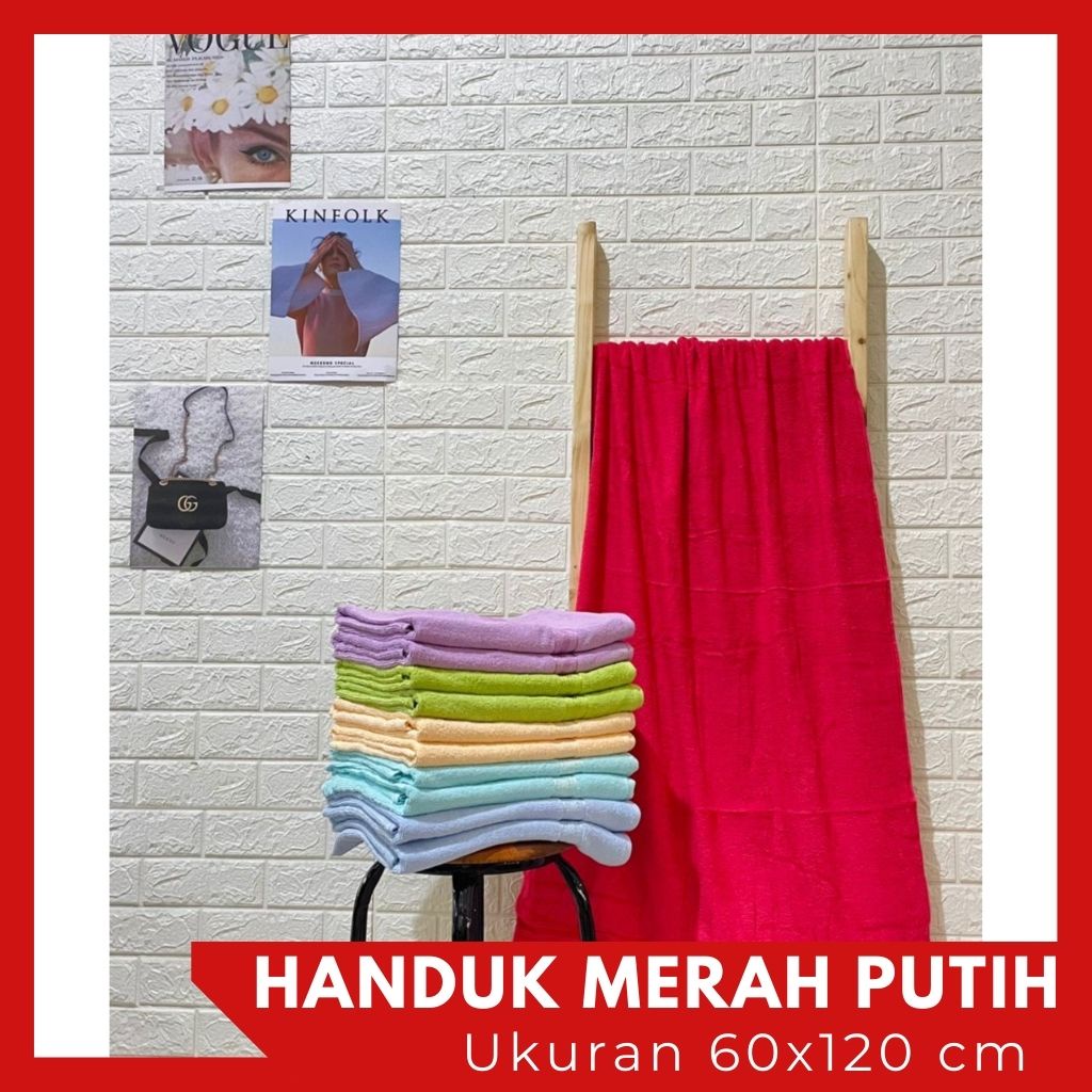 RC Merah Putih Handuk Mandi Dewasa Polos Ukuran Sedang 60x120cm