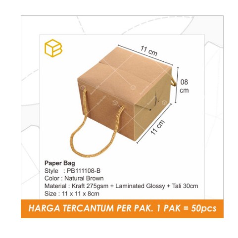 

Paper Bag Kantong Tas Paperbag Kemasan Cake Toples Bag 11cm - PB111108