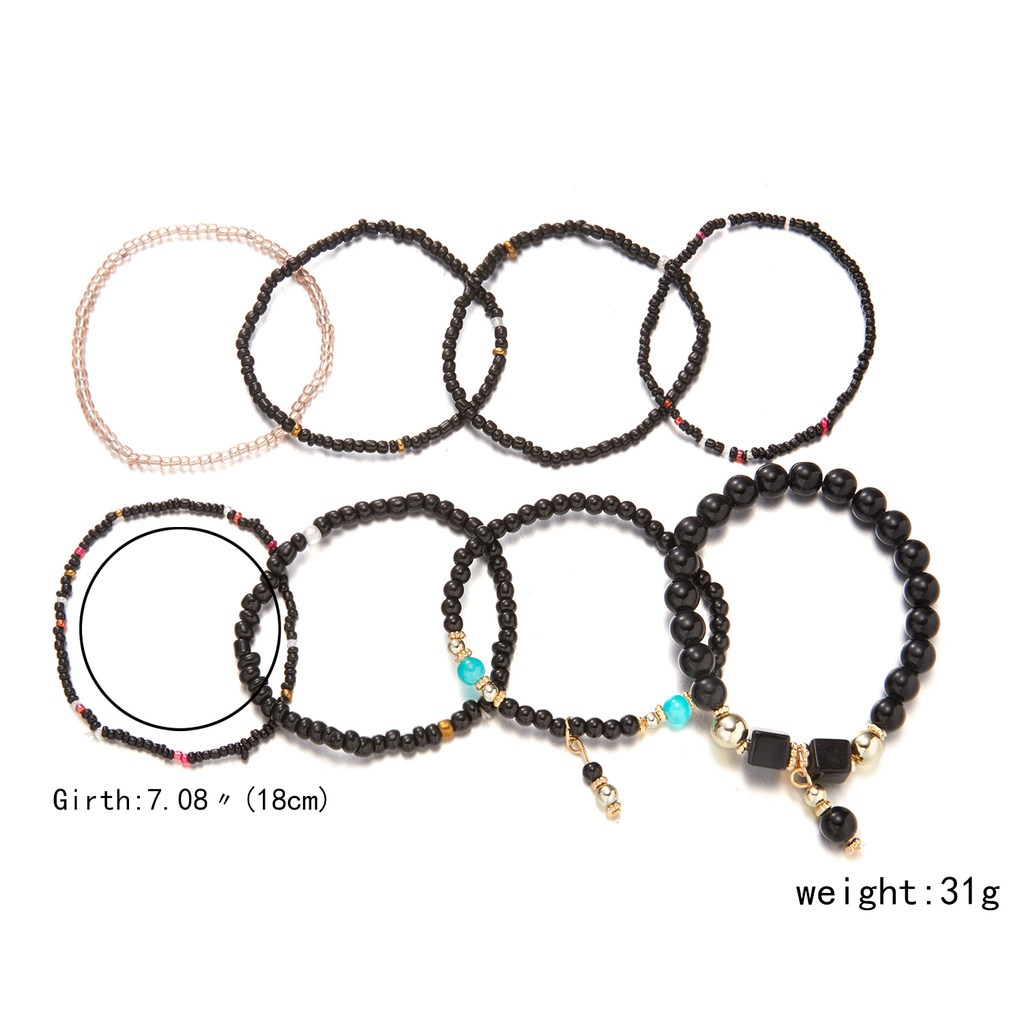 8pcs / Set Gelang Manik-Manik Turquoise Bentuk Kotak Gaya Boho Untuk Wanita