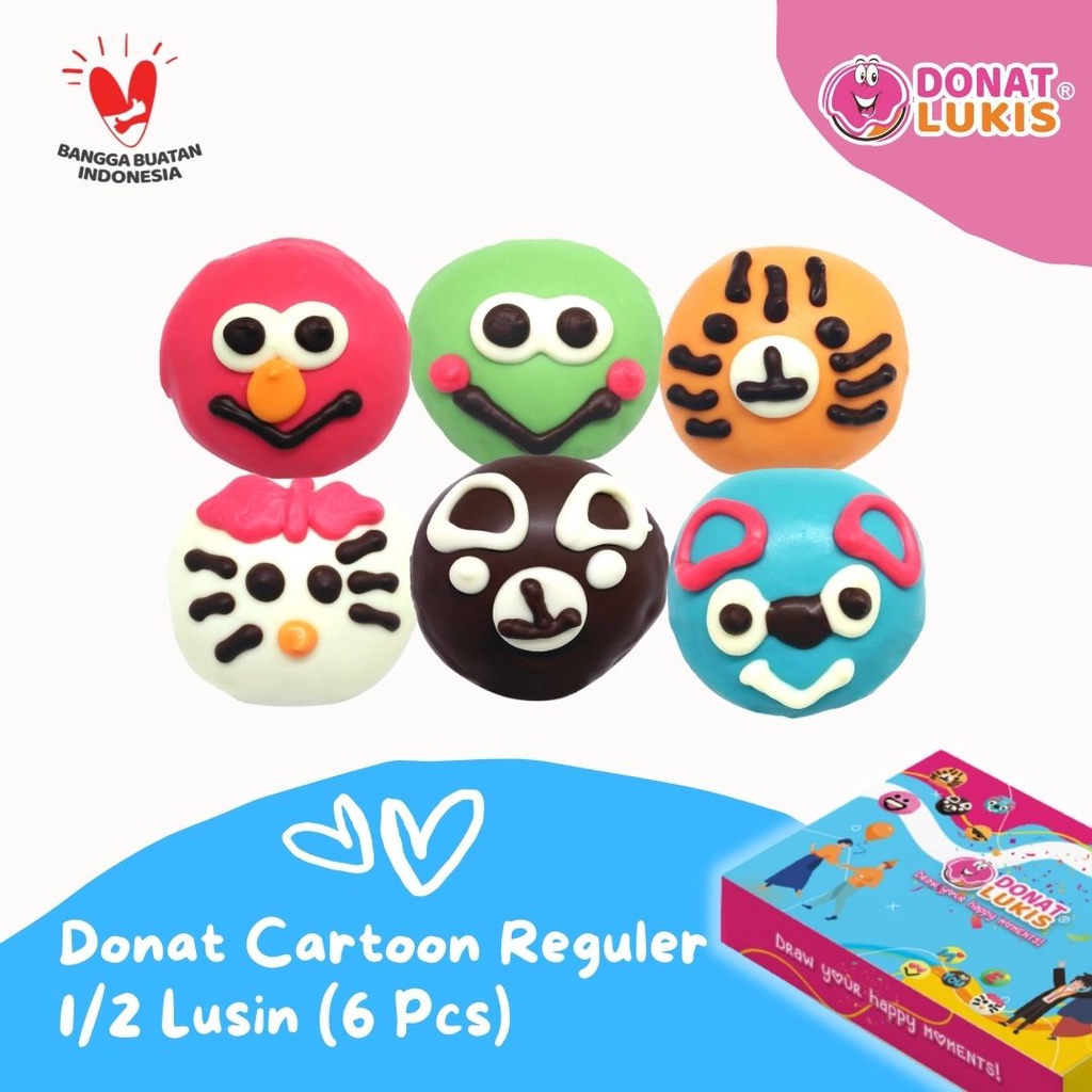 

Donat Lukis Cartoon Reguler 1/2 Lusin ( isi 6 )