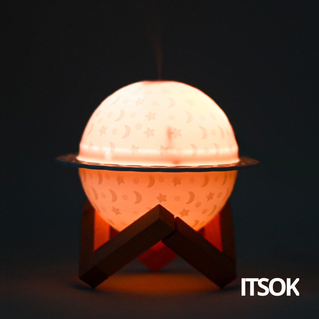 ITSOK Cool Mist Humidifier Purifier Motif Planet Pelembab Udara with LED Light Warna