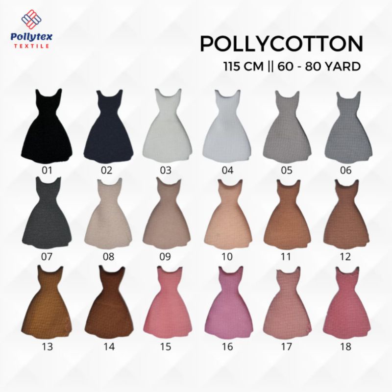 Bahan Kain Pollycotton / Double Hycon / Finne / Polycotton Premium ecer meteran per 0,5 meter-1