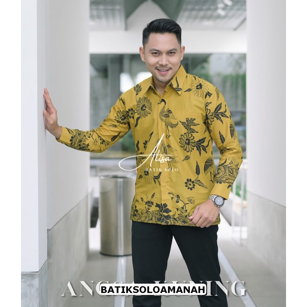 ANGSA KUNING ALISA KEMEJA BATIK SOLO PRIA LENGAN PANJANG LAPIS FURING ATASAN BATIK PREMIUM MODERN KATUN HALUS RAJASAKTI UKAIL DILLAN ASMARA RAFANDA SENOJOYO NGUDI RAHAYU MARTOWIRO SM ANJANI FLORIST ALJAYA KANAYA NARESWARI KLA DEWO BRAMANTI PRIJANTO SE