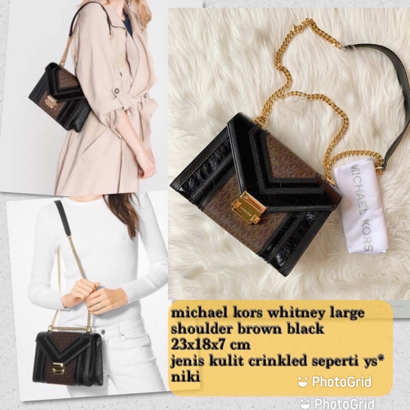 tas wanita michael kors original mk whitney large shoulder signature brown black