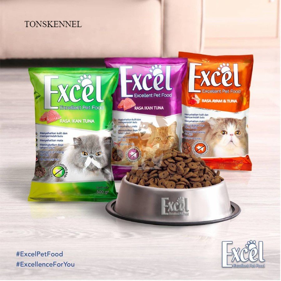 500gr EXCEL - Makanan Kering Kucing Freshpack Tonskennel Dry Food Pelet Kibble Kitten Adult Anakan Dewasa Anak