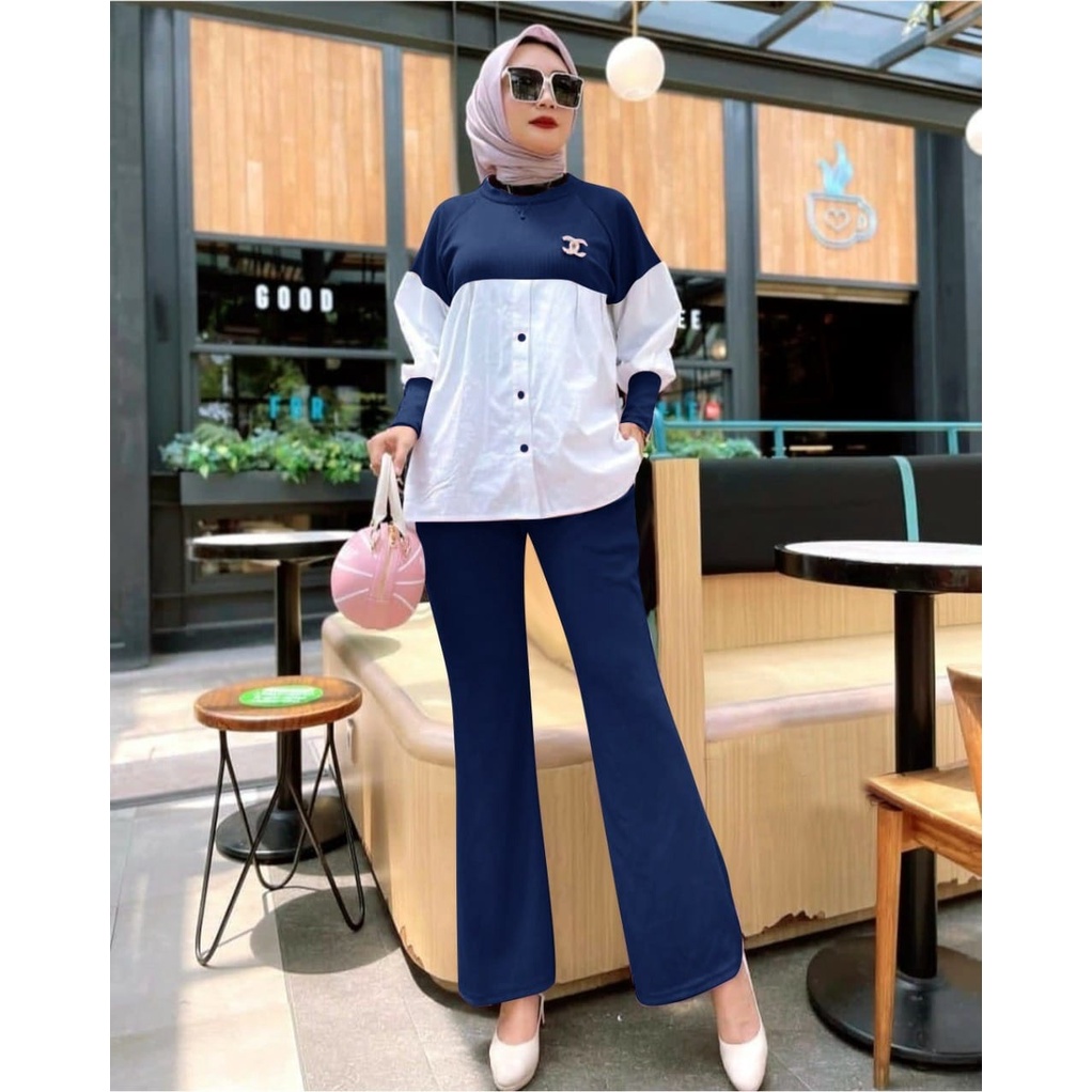 PCS SET ISYANA KNIT 3 UKURAN L XL XXL FASHION PAKAIAN WANITA SETELAN ATASAN DAN CELANA ED