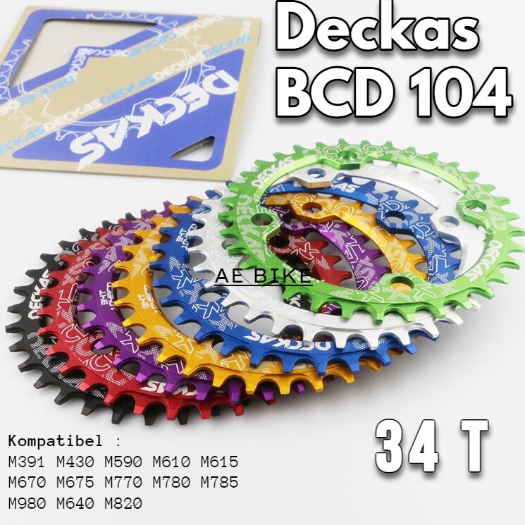 Chainring Deckas Round BCD 104 Narrow Wide 34 T