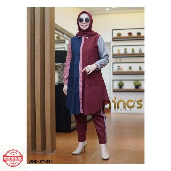 Setelan wanita muslimah linen atasan celana kekinian Setelan wanita muslimah linen atasan celana kekinian