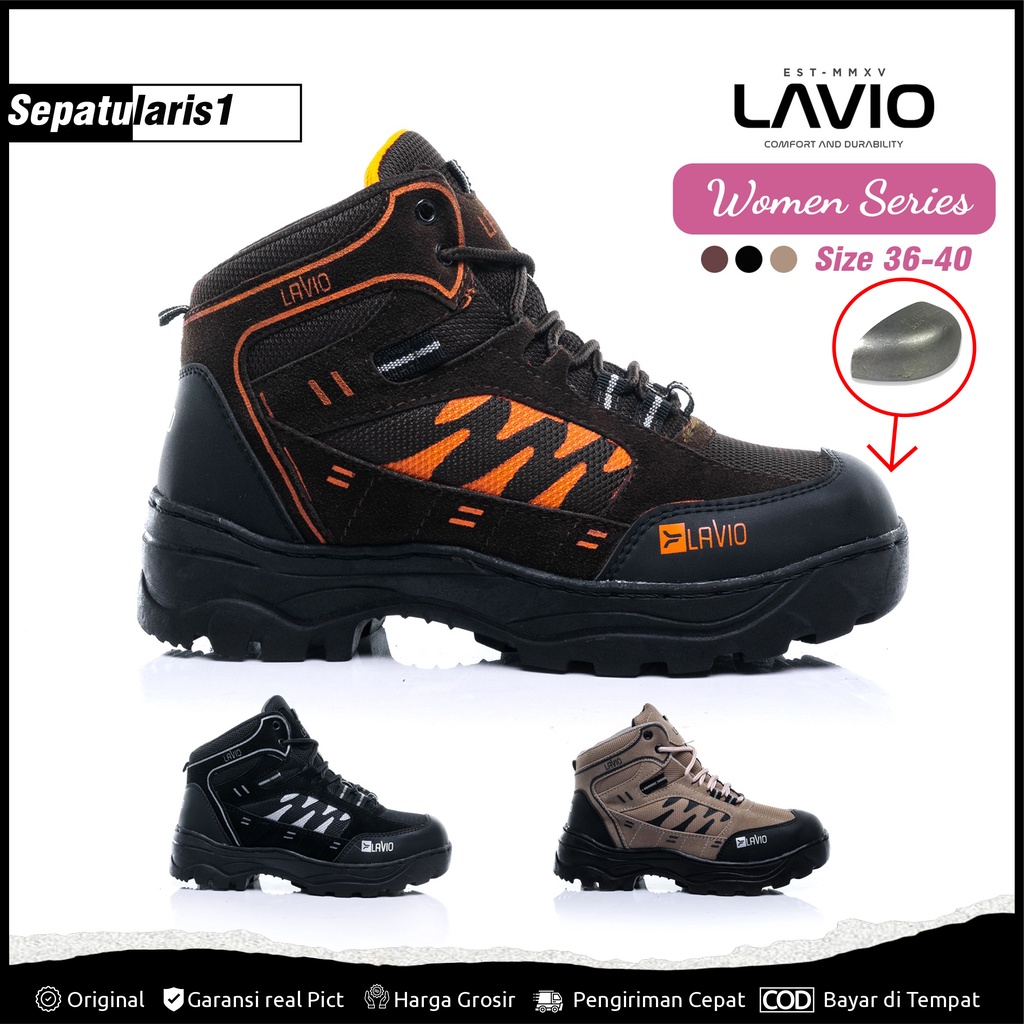 Sepatu Safety Boots Wanita Lavio Axel original Ujung Besi