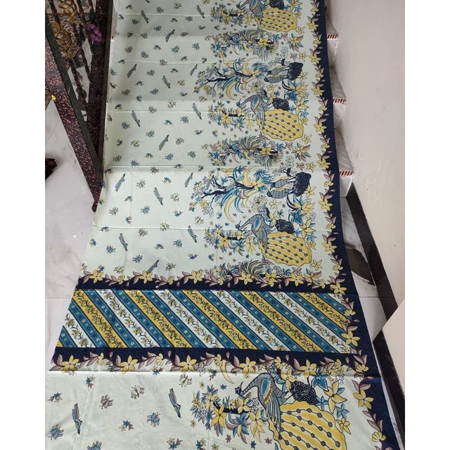 Kain batik solo merak encim cream dongker