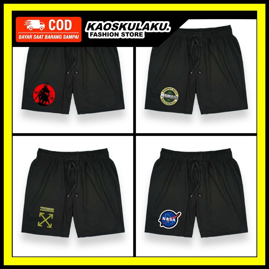 BOXER HITAM DISTRO CELANA PENDEK PRIA MOTIF BERAK BAHAN KATUN TEBAL ATAU CELANA BOXER PRIA