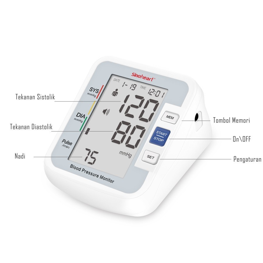 TENSIMETER DIGITAL BA801 SINOCARE SINOHEART ALAT CEK TEKANAN DARAH OTOMATIS BA801