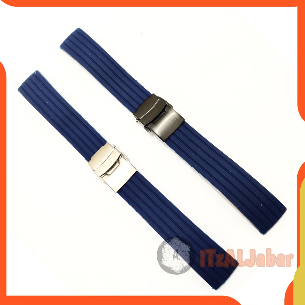 Tali jam tangan Rubber karet engsel strap bracelet biru navy